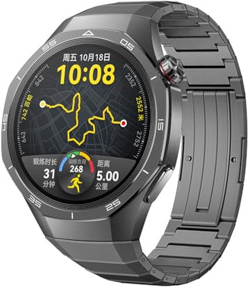 Titanium Straps Compatible with Huawei Watch GT 5 Pro 46mm Strap, Metal Stainless Steel Watch Band Titan Replacement Business Band for Huawei Watch GT 5 Pro 46mm (Grey)