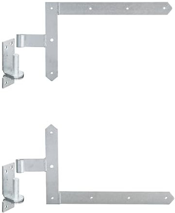 siwitec 250 x 400 mm Tor-Winkelband-Set oben und unten mit engen Kloben für Rahmentore, Ø 13 mm, feuerverzinkt, Abschluss spitz, Ladenband mit Kloben, Türband, Torband, Winkelscharnier