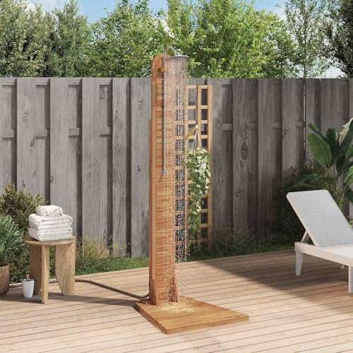 Tidyard Klebehaken für die Wand, Handtuchhalter für Gartendusche, massives Teak, 70 x 75 x 204 cm
