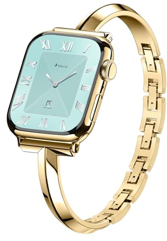 Missair Schlank Metall Armband Kompatibel mit Apple Watch 42mm 41mm 40mm 38mm 46mm 45mm 44mm, Damen Elegant 316L Edelstahl,Armband für Apple Watch 11 10 9 8 7 6 5 4 3 SE