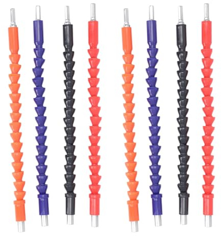 8Pcs Flexible Shaft Extension Bits, 295mm Bendable Hex Soft Shaft Drill Bit, 14/ Inch Flexible Head for Computer Chassis Electrical Cabinets Furniture,