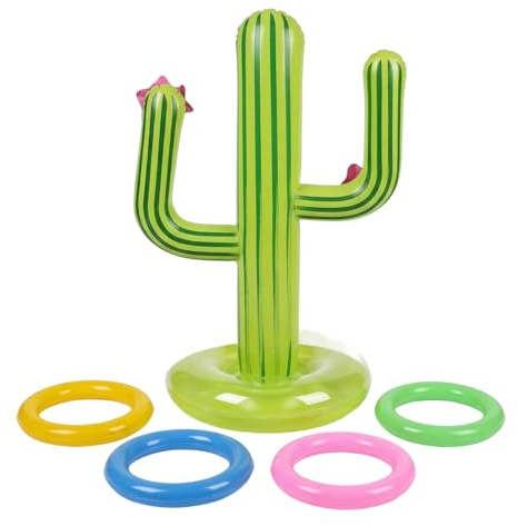 5Pcs Cactus Toy, Ring Toss Set for Pool Games and Holiday Parties, Cowboy Themed Entertainment with Vibrant Pool Party Decorations, Ideal for Outdoor Family Gatherings