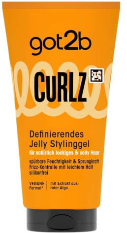 got2b Curlz Jelly Stylinggel (150 ml), definierendes Gel für lockiges Haar | Silikonfreies & feuchtigkeitsspendendes Locken Gel mit Anti-Frizz-Wirkung, mit rotem Algen-Extrakt für mehr Sprungkraft