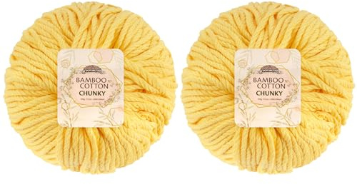 JubileeYarn Bamboo Cotton Chunky Yarn - 100g/Ball - Daisy Yellow - 2 Balls