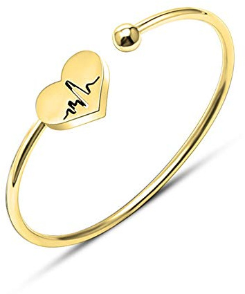AILUOR Edelstahl Armbänder für Frauen, Gold/Silber/Rosegold Herz Armband für Krankenschwester Herzschlag Charm EkG Manschetten Armbänder für Frauen
