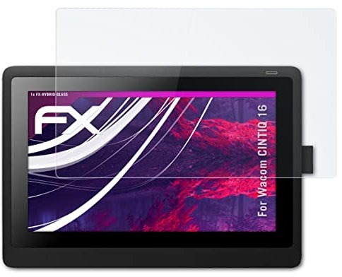 atFoliX Glasfolie kompatibel mit Wacom CINTIQ 16 Panzerfolie, 9H Hybrid-Glass FX Schutzpanzer Folie