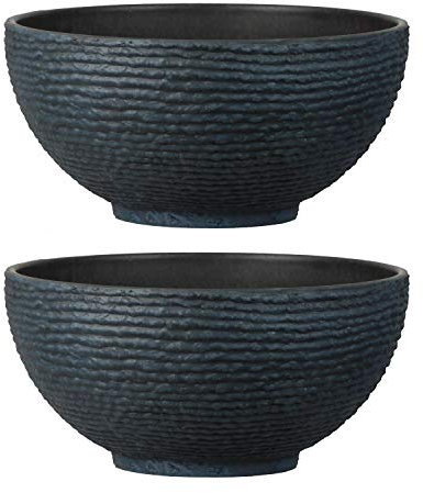 Stone Textured Effect Bowl Pot Plastic Planter, Set of 2 - Suitable for Indoor or Outdoor Use - 20cm (H) x 40.5cm (Dia)