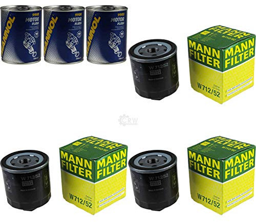 3x Original MANN Ölfilter W 712/52 + 3x SCT Motor Flush Motorspülung