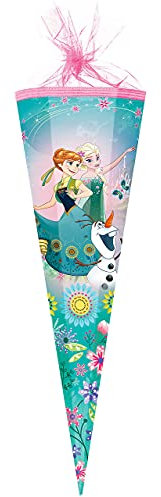 alles-meine.de GmbH Schultüte - Frozen - die Eiskönigin - 100 cm / 12 eckig - Organza Abschluß - mit/ohne Kunststoff Spitze - Zuckertüte - für Mädchen - völlig unver..