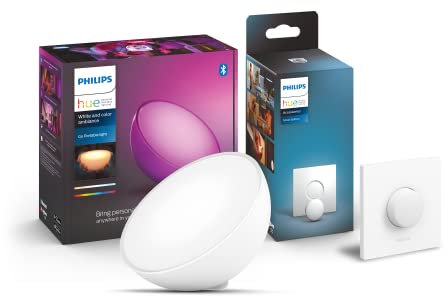 Philips Hue White & Col. Amb. LED Tischleuchte Go inkl. Smart Button, dimmbar, 16 Mio. Farben, steuerbar via App, kompatibel mit Amazon Alexa (Echo, Echo Dot)