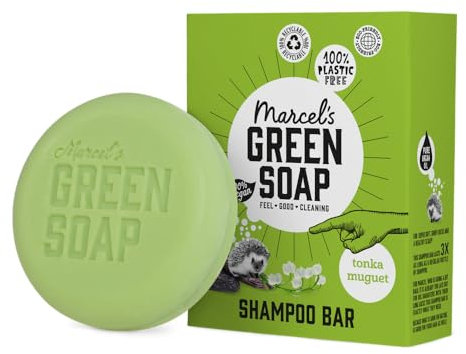 Marcel's Green Soap - Shampoo Bar Tonka & Muguet - Daily use, plastic and sulfate free - Saves 3 bottles of regular Shampoo - 100% Eco friendly - 100% Vegan - 97% Biodegradable - 90 G