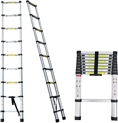 2,6M Aluminium Teleskopleiter Verlängerung Mehrzweck Teleskop Loft Leiter Tragbare Aluminiumlegierung, Engineering Leiter, EN131, 150kg Tragkraft