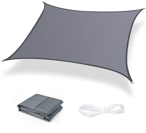 Moboo Sonnensegel Sonnenschutz Sonnendach Balkon Wetterschutz wasserabweisend Winddicht PES 420D 96% UV-Schutz für Garten Outdoor Viereck Rechteck Quadrat Grau, 1.5x1.5m