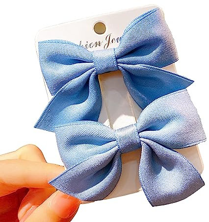 2 Stück Schleifen-Haarspangen, Haarspange Haarschleifen Mädchen, Rutschfeste Krokodil-Haarspangen, Haarschmuck, Mode, Mädchen, Haarschmuck, Frauen, Weihnachten, Hochzeit, Geburtstag (Hellblau)