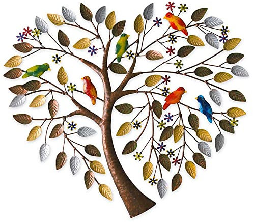 LGYKUMEG Herzform Bunt Lebensbaum Wanddeko Metall, Baum des Lebens Wandkunst Raumdekoration, Metallbaum Kunst Wanddekoration Für Wohnkultur Wand Deko