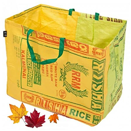 FAIR ZONE XL 160 Liter Laubsack groß rechteckig 55 x 65 x 45 cm – Gartenabfallsack XXL Big Bag – Fairtrade Gartensack – Gartentasche aus Reissäcken
