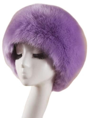Damen Fellmütze Pelzmütze,Wintermütze Damenmütze Kunstfell Kunstpelz Mütze Klassische russische Kosakenmütze Beanie Mütze Winddichte Plüsch Warm Hut Fellmütze für Reisen,Skifahren,Wandern,Lila