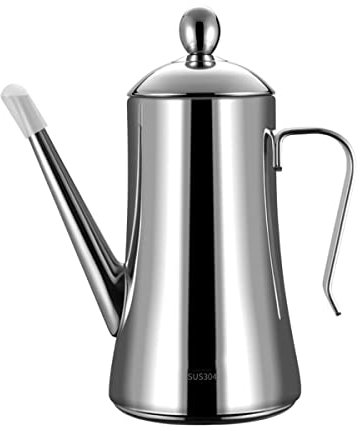 Botella De Aceite De Oliva Para Cocina Botellas Dispensadoras De Vinagre De Aceite,Aceitera Vinagrera 1L 1.3L,Acero Inoxidable 304, Pico Antigoteo, Para Cocinar ( Color : Silver , Size : 1300ML )
