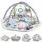 TFDER Baby Spieldecke mit Spielbogen，Multifunktionsspielbogen für Neugeborene mit 7 abnehmbaren sensorischen Spielzeugen，Krabbeldecken für Babys und Kinder ab 0+ Monaten（Weiß-Grau）