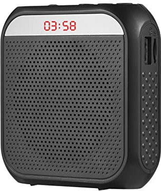 Amplificador de sonido portátil Reable Mini amplificador de voz con pantalla LED con función C Recorg, micrófono de montaje en la cabeza con cable y cintura para enseñanza de canto y presentación de