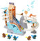 Rennbahn Spielzeug Doppelschleifenbahn Rutsche mit Musik Dinosaurier Klettern Treppe Spielzeug für Kinder Intelligenz pädagogische Puzzle Playsets für Jungen Mädchen ab 3