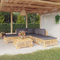 Homgoday 6-teiliges Gartensofa-Set mit Kissen aus massivem Teakholz, Schlafsofa, Wohnzimmer, Sofa, modernes Sofa, Outdoor-Sofa, Gartenmöbel
