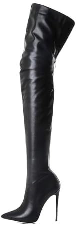 ticticlily Stivali Donna Alti Ginocchio Scarpe in Pelle Invernali Calda Blocco A Nero 40 EU
