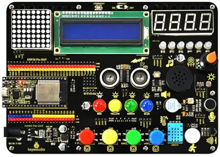 KEYESTUDIO Inventor Starter Kit for Arduino ESP32, Hardware Comes Pre-connected, Easy to Get Started Coding and Electronics, 15 Modules, 30 Projects, STEM Educational Set for Adults Teens