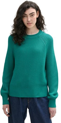 Tom Tailor Denim Damen Basic Strickpullover mit Raglan-Ärmeln,35914 - Jade Green, XXL