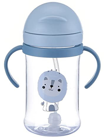 Xistuoz Strohhalmbecher, 400ml Babyflasche mit Strohhalm ab 6 Monate, Auslaufsichere Baby Trinkflasche mit Anti-Rutsch Griffen