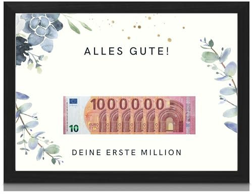 Milaboo® besonderes Geldgeschenk inkl. Rahmen in DIN A5 I Made in Germany I Poster Geschenk mit ausgestanzten Motiven zum Geld hinterlegen (Mille)
