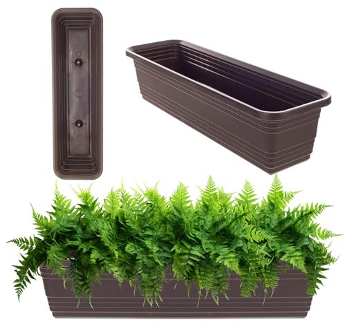 KADAX Jardinière de 60 cm, moka - Pot de balcon en plastique résistant aux intempéries - Pot de fleurs pour fleurs, herbes et plantes