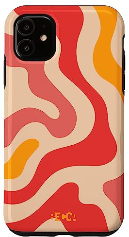 iPhone 11 Retro Liquid Swirl Groovy Abstract Pattern Wave Red Phone Case
