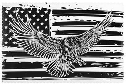 Platzsets aus Polyester, Motiv: USA-Flagge, Adler, waschbar, rutschfest, rechteckig, für Küche, Esstisch, 45 x 30 cm