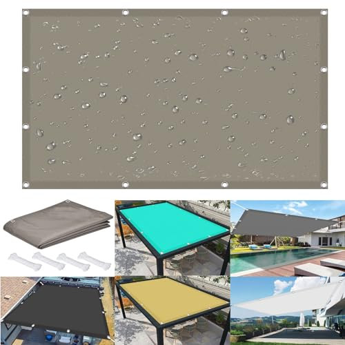 Sonnensegel Sonnenschutz Wasserdicht 3 x 7.5 m 98% UV Schutz Sonnensegel Quadratisch mit Ösen Und Kordel,PES Polyester für Garten Balkon Terrasse Camping, Khaki