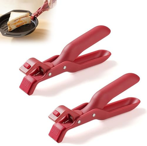 Multi-Purpose Anti-Scald Bowl Holder Clip,Silicone Non-Slip Heat Insulation Anti-Scald Clip,Hot Plate Gripper Tongs,Hand Guard Labor-Saving Bowl Clamp,Hot Bowl Gripper Clips for Kitchen (2PCS Red)