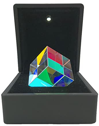 Farbprisma, quadratisches Prisma, Farbsammelprisma, 6-seitiger Würfel mit Leuchtkasten, optische Glaslinse für dichroitische Farben, Prismenwürfel mit Leuchtkasten