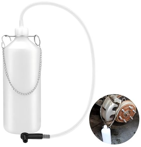 yeemeen Bremsflüssigkeitsbehälter, 1L Bremsenentlüfter, Bremsenentlüfterflasche mit 60CM Schlauch und Universal Gummi-Adapter Bremsenentlüftungsgerät den Austausch von Bremsöl