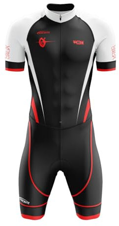 VOXCAUTQ Herren Pro Fahrrad Skinsuit Kurzarm,Triathlon Anzug Herren Triathlon Tri Short Trisuit Einteiler für Wettkampf Run, Cycle,Swim,Strumpfhosen... (12,5XL)