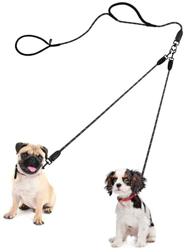 PetBonus Hundeleine Doppelleine für 2 Hunde, Keine Verwicklung Robuste Nylon hundeleine, Reflektierend Doppelte Leinen für kleine mittlere Hunde 0,8 cm