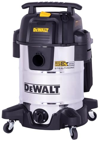 DEWALT Stealthsonic Nass- und Trockensauger, ultra-leise, strapazierfähig, mit Aufsätzen, leistungsstarker Außensauger für Auto, Garage, Werkstatt, Baustelle, Terrasse, DXV10S-QT, 5 Peak HP