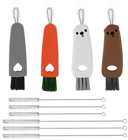 4stüCk 3-In-1 Multifunctional Cleaning Brush, Mit Sechs FlaschenbüRste Lang, Tassendeckel ReinigungsbüRste, Strohhalm BüRste, Geeignet FüR Wasserflaschen, Glaskannen, AusgießEr, Deckelrohre
