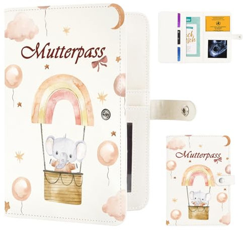 Aufisi Mutterpass Schutzhülle, Schwangerschaft Verkünden mit F?löchern zur Aufbewahrung von Versicherungskarten, Ultraschallbilder Aufbewahren Impfpass, Schwangerschaft Geschenk, Weiß