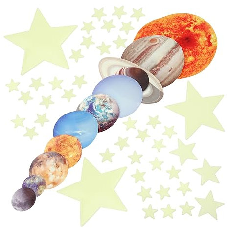 HAPINARY 1 Satz Leuchtende Stern-planeten-aufkleber Selbstklebende Wandaufkleber Fürs Kinderzimmer Wandtattoo Sterne Deko Aufkleber Fluoreszierend