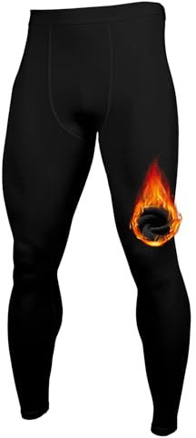 Towintec Men’s Thermal Leggings Fleece Lined Compression Tights Warm Base Layer Pants Cold Weather Running Thermal Trousers Sports Underpants Winter Workout Underwear Bottoms Hiking Skiing Cycling
