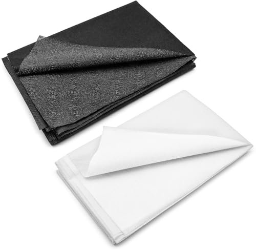 Okoss 2 Meter Bügelvlies - Schwarz Weiß -100 x 100 cm Aufbügelbarer Einlagestoff Einseitig Vlies Vliesstoff für Bügelfalten, Nähhandwerk, Verstärkte Bekleidung (40+18g/m²-Mittelschwer)
