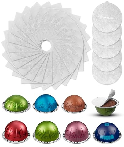 SWEETDEER Aluminum Foil Seal Lids for Vertuo Reusable Pods, 110 Pcs (62mm) | 110 Pcs (62mm),Food Grade, Tear-Resistant, Airtight Seal, for VertuoLine VertuoPop Vertuo Next VertuoPlus