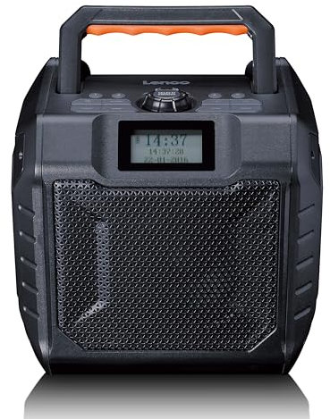 Lenco ODR-160BK Outdoor-Radio - DAB+/FM-Radio, Bluetooth-Lautsprecher, stoßfest & wasserdicht, SD-Kartenleser, AUX-In, 35W RMS, 20 Stunden Akkulaufzeit, USB-Ladefunktion