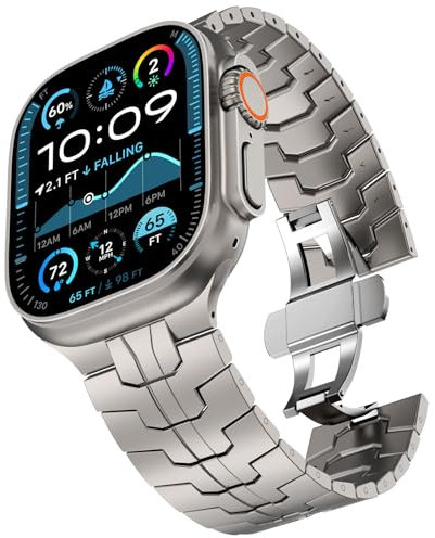CHANCHY 49 mm 46 mm 45 mm 44 mm 42 mm (Series 3) para Apple Watch Pulsera, hombre y mujer, 24 mm de diseño ampliado, correa de eslabones de metal de titanio para Apple Watch Ultra 2/Ultra, Series 10 9