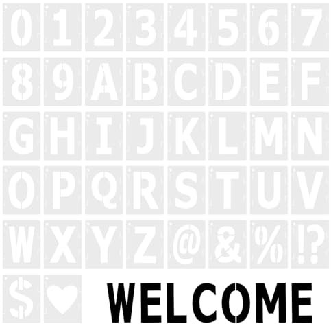 JJUNW 42 Stück Buchstaben Schablone Set, Wiederverwendbare Buchstaben Zahlen Zeichen Schablonen, Waschbar Kunststoff Zahlenschablonen Alphabetschablone für DIY Holzschilder Malerei Handwerk(3 Zoll)